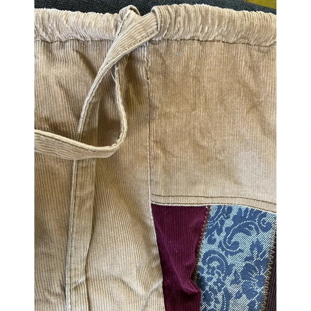 Vintage Y2K Lei Corduroy Pactchwork Backpack Purse 13"x15" - Picture 4 of 4